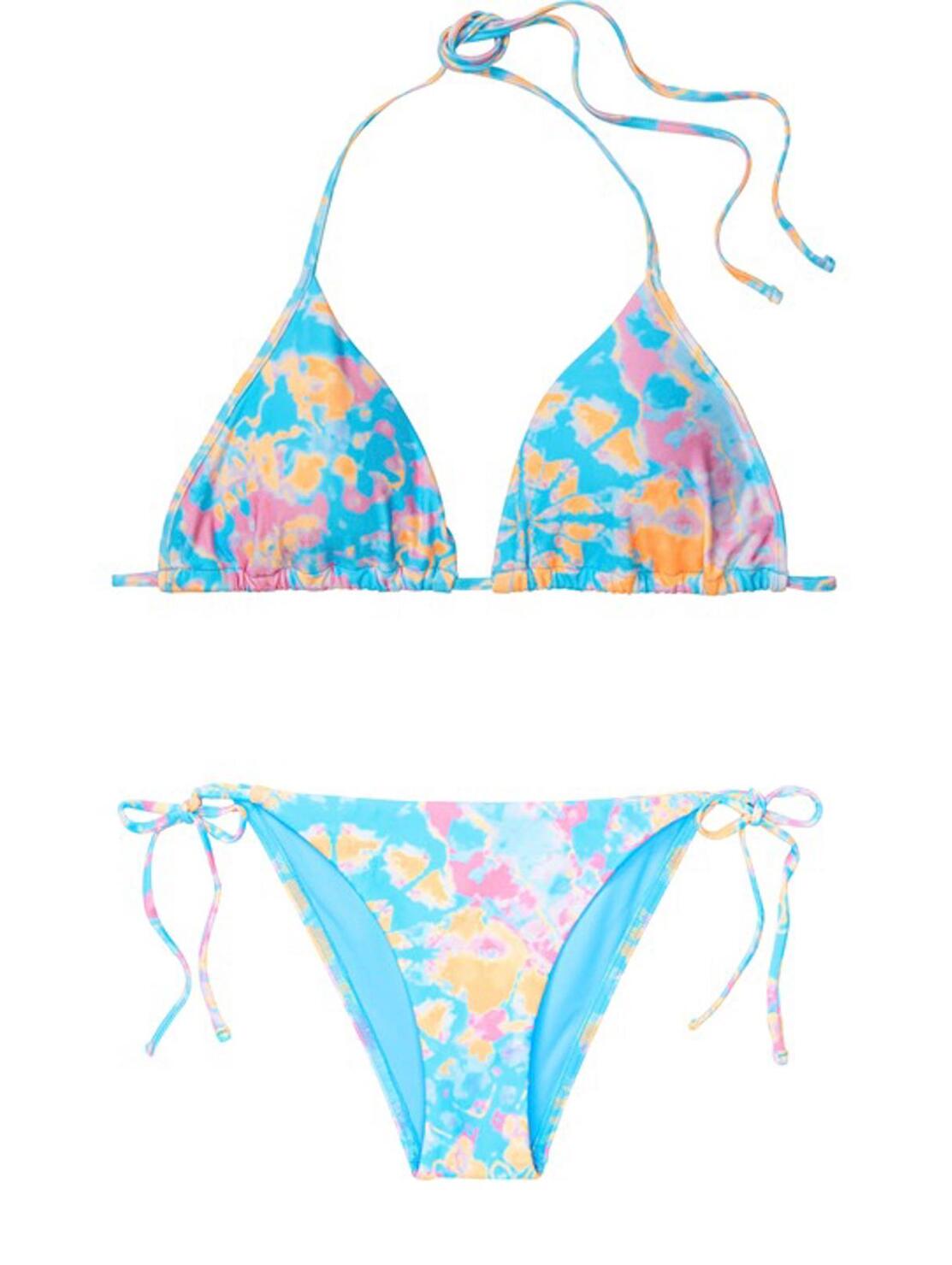 Victoria’s Secret Tie Dye Blue Yellow Pink Bikini Spring Break Vacay Beach